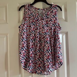 Kohls Women’s Croft & Barrow Navy & Pink Flower Print Tank Size Medium